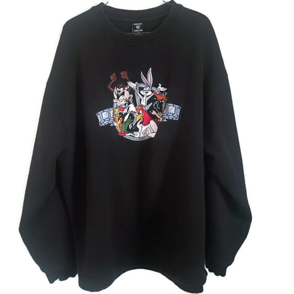 Vintage Black Looney Tunes Mens Sweater XL